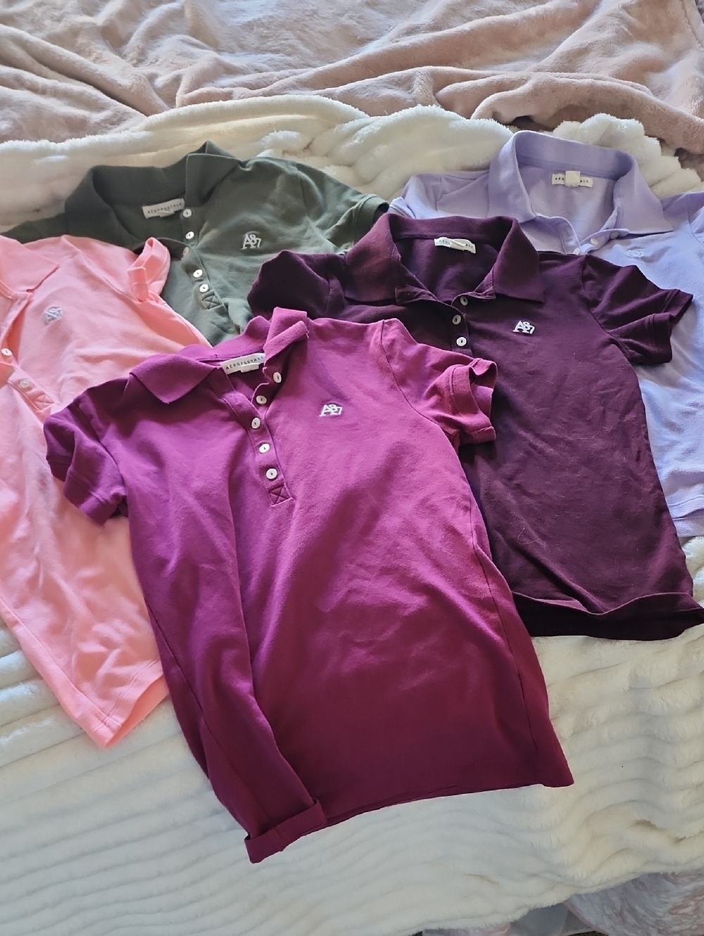 Aeropostale Women's Polo Shirts - Pink, Green, Lavender, Plum Mix